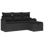 vidaXL Ensemble de canapé de jardin avec coussin 4 Pièces Noir Poly rotin