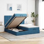 VidaXL Cadre de lit ottoman avec matelas bleu foncé 160x200 cm velours