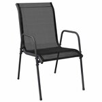 vidaXL Chaises de jardin lot de 2 Acier et textilène Noir