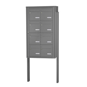 Bloc collectif Leabox  2x4  grade 3  simple face  Extérieur  fixation sur pieds à sceller  Gris poussière RAL 7037 finition brillante