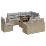 vidaXL Salon de jardin avec coussins 9 Pièces beige résine tressée