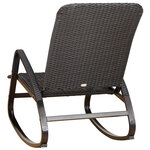 Rocking chair fauteuil à bascule style cosy dossier repose-pied réglable résine tressée 4 fils imitation rotin noir