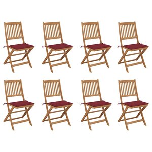 vidaXL Chaises pliables d'extérieur et coussins lot de 8 Bois d'acacia