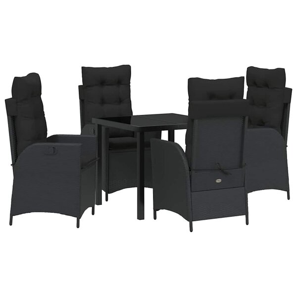 vidaXL Ensemble de salle à manger pour jardin 5 Pièces Noir polyrotin