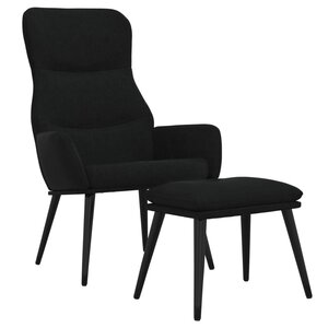 vidaXL Chaise de relaxation avec tabouret Noir Tissu