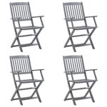 vidaXL Chaises pliables d'extérieur lot de 4 et coussins Bois d'acacia
