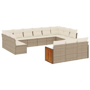 vidaXL Salon de jardin avec coussins 13 Pièces beige résine tressée