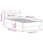 vidaXL Cadre de lit avec tête de lit chêne fumé 90x200 cm