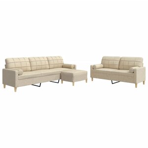 vidaXL Ensemble de canapés 3 Pièces repose-pied et coussins décoratifs
