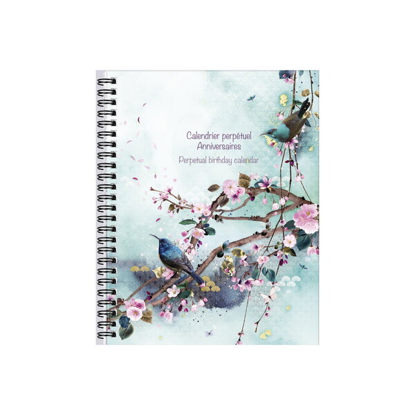 Carnet Calendrier Perpétuel Anniversaires - Chacha - Sakura Oiseau Modèle 1