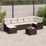 vidaXL Ensemble de canapé de jardin 8 Pièces Marron Poly rotin