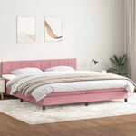 vidaXL Sommier à lattes de lit avec matelas rose 180x220 cm velours