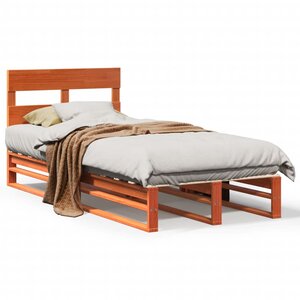 vidaXL Cadre de lit sans matelas cire marron 100x200cm bois pin massif