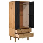 vidaXL Armoire OTTA Noir 76 5 x 53 x 172 cm Bois de pin massif