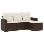 vidaXL Salon de jardin 4 Pièces avec coussins marron résine tressée