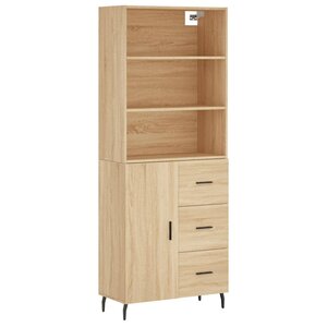 vidaXL Buffet haut Chêne sonoma 69 5x34x180 cm Bois d'ingénierie