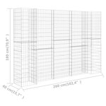 vidaXL Jardinière à gabion en H Fil d'acier 260x40x180 cm