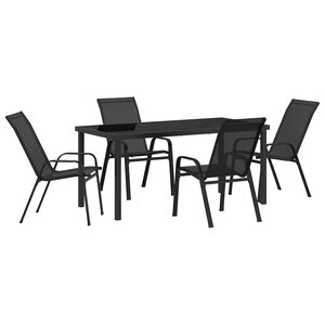 vidaXL Ensemble de salle à manger pour jardin 5 Pièces Noir