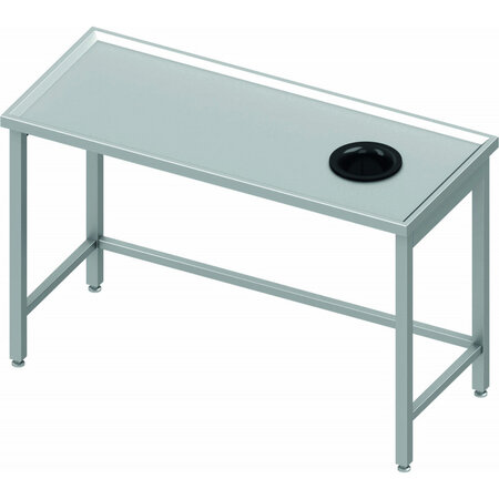Table centrale inox avec trou vide-ordure à droite - profondeur 600 - stalgast -  - inox1500x600 x600x900mm