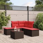 vidaXL Salon de jardin 6 Pièces avec coussins marron résine tressée