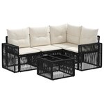 vidaXL Ensemble de canapé de jardin 5 Pièces Noir et blanc crème