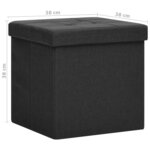 vidaXL Tabourets de rangement pliables lot de 2 noir Faux lin