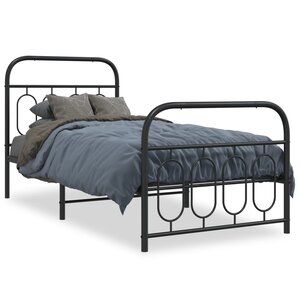 vidaXL Cadre de lit métal sans matelas avec pied de lit noir 80x200 cm