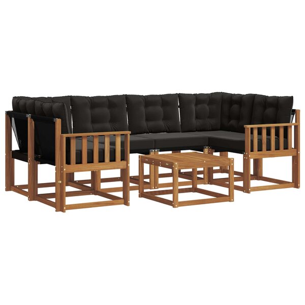 vidaXL Ensemble de canapés d'extérieur 7 pc Naturel et Noir