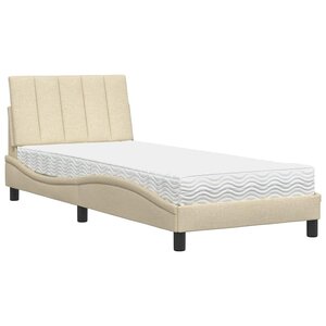 vidaXL Lit avec matelas Hanko crème 90x200 cm tissu