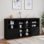 vidaXL Buffet avec lumières LED noir 202x37x100 cm