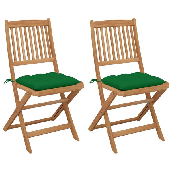vidaXL Chaises pliables de jardin 2 Pièces avec coussins Bois d'acacia