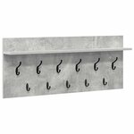 vidaXL Porte-manteau mural avec étagère Gris béton Bois d'ingénierie