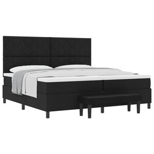 vidaXL Lit à ressorts avec tête de lit Noir 200 x 200 cm tissu