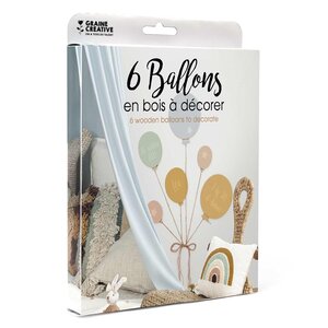 6 ballons en bois + fil de jute