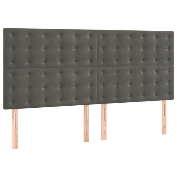 vidaXL Têtes de lit 4 Pièces Gris foncé 90x5x78/88 cm Velours