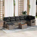 vidaXL Salon de jardin 8 Pièces avec coussins gris résine tressée