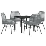 vidaXL Set de salle à manger de jardin 5 pièces avec coussins en poly rotin gris.