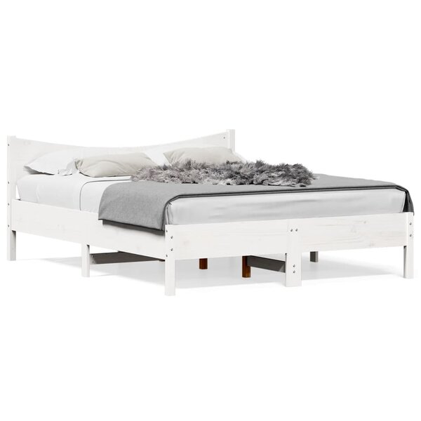 vidaXL Cadre de lit sans matelas blanc 150x200 cm bois de pin massif