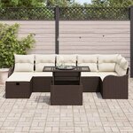 vidaXL Ensemble de canapé de jardin 8 Pièces Marron Poly rotin