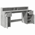 vidaXL Bureau et lumières LED gris béton 160x55x91cm bois d'ingénierie