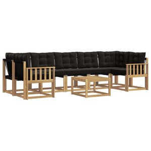 vidaXL Ensemble de canapés d'extérieur 8 Pièces Blanc et noir