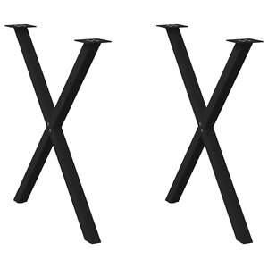 vidaXL Pieds de table à manger en forme de X 2 pièces noir 80 x (72-73) cm acier