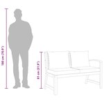 vidaXL Banc de jardin 114 5 cm avec coussin crème Bois solide d'acacia