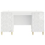 vidaXL Bureau Blanc brillant Bois d'ingénierie 142 5 x 50 x 75 cm