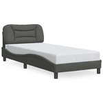 vidaXL Cadre de lit avec tête de lit Gris foncé 90x190 cm Tissu