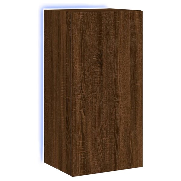 vidaXL Meuble TV mural avec lumières LED chêne marron 40 5x35x80 cm