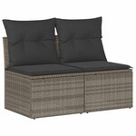 vidaXL Salon de jardin 2 Pièces avec coussins gris clair polyrotin acacia
