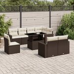 vidaXL Salon de jardin avec coussins 9 Pièces marron résine tressée