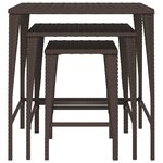 vidaXL Tables gigognes de jardin 3 Pièces marron résine tressée