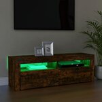 vidaXL Meuble TV avec lumières LED Chêne fumé 120x35x40 cm